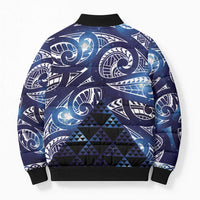 Matariki New Zealand Bomber Puffer Jacket NZ Niho Taniwha Maori New Year Blue Galaxy