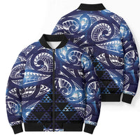Matariki New Zealand Bomber Puffer Jacket NZ Niho Taniwha Maori New Year Blue Galaxy