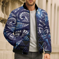 Matariki New Zealand Bomber Puffer Jacket NZ Niho Taniwha Maori New Year Blue Galaxy