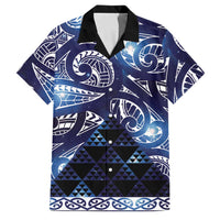 Matariki New Zealand Family Matching Long Sleeve Bodycon Dress and Hawaiian Shirt NZ Niho Taniwha Maori New Year Blue Galaxy LT14 Dad's Shirt - Short Sleeve Blue - Polynesian Pride