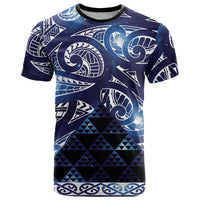 Matariki New Zealand T Shirt NZ Niho Taniwha Maori New Year Blue Galaxy LT14 Blue - Polynesian Pride