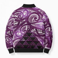 Matariki New Zealand Bomber Puffer Jacket NZ Niho Taniwha Maori New Year Purple Galaxy LT14 - Polynesian Pride