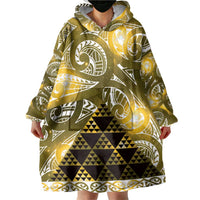 Matariki New Zealand Wearable Blanket Hoodie NZ Niho Taniwha Maori New Year Yellow Galaxy