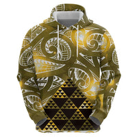 Matariki New Zealand Zip Hoodie NZ Niho Taniwha Maori New Year Yellow Galaxy LT14 - Polynesian Pride
