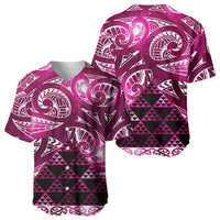 Matariki New Zealand Baseball Jersey NZ Niho Taniwha Maori New Year Pink Galaxy LT14 - Polynesian Pride