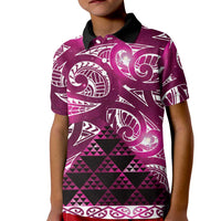 Matariki New Zealand Kid Polo Shirt NZ Niho Taniwha Maori New Year Pink Galaxy