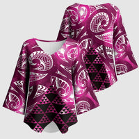 Matariki New Zealand Kimono Sleeve Blouse NZ Niho Taniwha Maori New Year Pink Galaxy