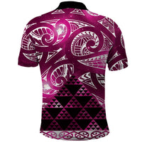 Matariki New Zealand Polo Shirt NZ Niho Taniwha Maori New Year Pink Galaxy