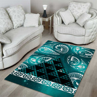 Matariki New Zealand Area Rug NZ Niho Taniwha Maori New Year Cyan Galaxy LT14 - Polynesian Pride