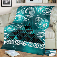 Matariki New Zealand Blanket NZ Niho Taniwha Maori New Year Cyan Galaxy LT14 - Polynesian Pride