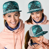 Matariki New Zealand Mesh Trucker Cap NZ Niho Taniwha Maori New Year Cyan Galaxy LT14 - Polynesian Pride