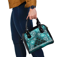 Matariki New Zealand Shoulder Handbag NZ Niho Taniwha Maori New Year Cyan Galaxy LT14 - Polynesian Pride