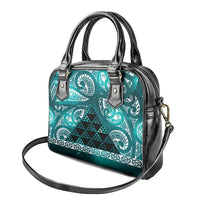 Matariki New Zealand Shoulder Handbag NZ Niho Taniwha Maori New Year Cyan Galaxy LT14 - Polynesian Pride