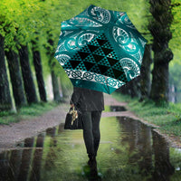 Matariki New Zealand Umbrella NZ Niho Taniwha Maori New Year Cyan Galaxy LT14 - Polynesian Pride