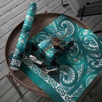 Matariki New Zealand Wrapping Paper NZ Niho Taniwha Maori New Year Cyan Galaxy LT14 - Polynesian Pride
