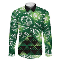 Matariki New Zealand Family Matching Off Shoulder Short Dress and Hawaiian Shirt NZ Niho Taniwha Maori New Year Green Galaxy