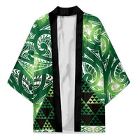 Matariki New Zealand Kimono NZ Niho Taniwha Maori New Year Green Galaxy LT14 Unisex Green - Polynesian Pride