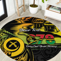 Personalised Vanuatu 678 Round Carpet Proud To Be A Ni-Van LT14 Black - Polynesian Pride