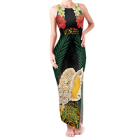 Vanuatu Triton's Trumpet Family Matching Tank Maxi Dress and Hawaiian Shirt Tropical Flowers Vanuatuan Map