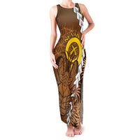 Vanuatu Coconut Crab Family Matching Tank Maxi Dress and Hawaiian Shirt Ni-Van Tropical Leaves With Sand Drawing Art