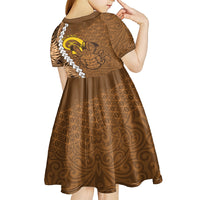 Vanuatu Coconut Crab Kid Short Sleeve Dress Ni-Van Tropical Leaves With Sand Drawing Art