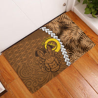 Vanuatu Coconut Crab Rubber Doormat Ni-Van Tropical Leaves With Sand Drawing Art