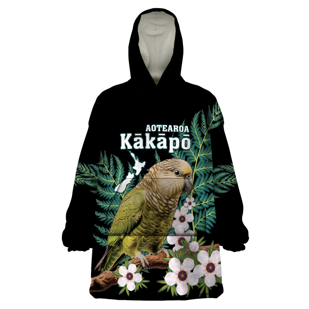 Personalised New Zealand Kakapo Wearable Blanket Hoodie Aotearoa Fern With Manuka