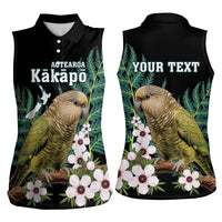 Personalised New Zealand Kakapo Women Sleeveless Polo Shirt Aotearoa Fern With Manuka
