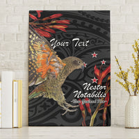Personalised New Zealand Kea Canvas Wall Art Nestor Notabilis With Harakeke Maori Pattern