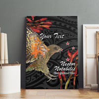 Personalised New Zealand Kea Canvas Wall Art Nestor Notabilis With Harakeke Maori Pattern