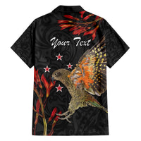 Personalised New Zealand Kea Family Matching Off The Shoulder Long Sleeve Dress and Hawaiian Shirt Nestor Notabilis With Harakeke Maori Pattern LT14 - Polynesian Pride