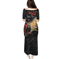 Personalised New Zealand Kea Family Matching Puletasi and Hawaiian Shirt Nestor Notabilis With Harakeke Maori Pattern