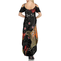 Personalised New Zealand Kea Summer Maxi Dress Nestor Notabilis With Harakeke Maori Pattern