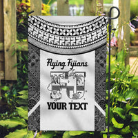 Custom Fiji Tapa Rugby Garden Flag Flying Fijian Black And White Version