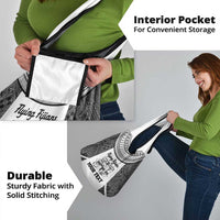 Custom Fiji Tapa Rugby Grocery Bag Flying Fijian Black And White Version