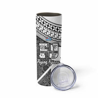 Custom Fiji Tapa Rugby Skinny Tumbler Flying Fijian Black And White Version