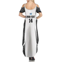 Custom Fiji Tapa Rugby Summer Maxi Dress Flying Fijian Black And White Version