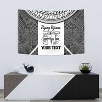 Custom Fiji Tapa Rugby Tapestry Flying Fijian Black And White Version