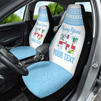Custom Fiji Tapa Rugby Car Seat Cover Flying Fijian Blue And White Version