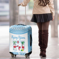 Custom Fiji Tapa Rugby Luggage Cover Flying Fijian Blue And White Version