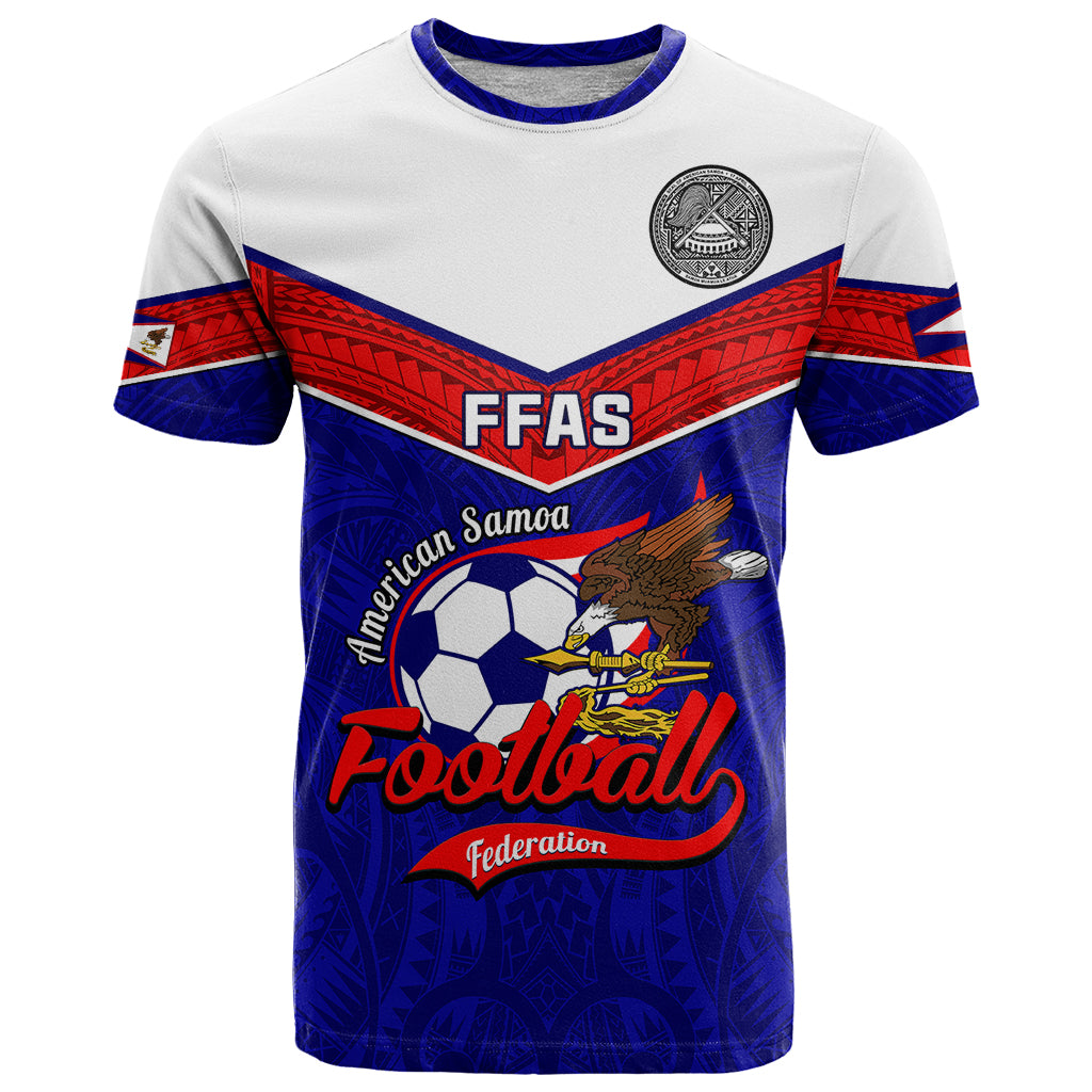 American Samoa Football T Shirt Polynesian Sporty Style LT14 Blue - Polynesian Pride