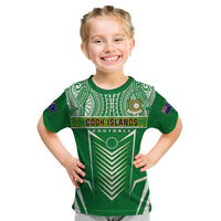 Cook Islands Football Kid T Shirt Go Kuki Airani Polynesian Sporty Style LT14 Green - Polynesian Pride