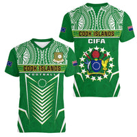 Cook Islands Football Women V Neck T Shirt Go Kuki Airani Polynesian Sporty Style LT14 - Polynesian Pride