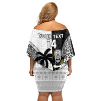 Custom Fiji And New Zealand Rugby Off Shoulder Short Dress Aotearoa Silver Fern Mix Fijian Tapa Pattern