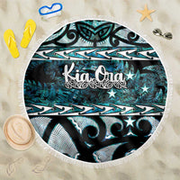 Kia Ora New Zealand Beach Blanket Aotearoa Proud Maori Paua Shell Silver Fern - Polynesian Pride