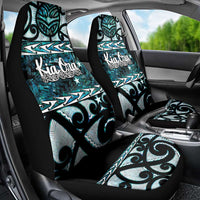 Kia Ora New Zealand Car Seat Cover Aotearoa Proud Maori Paua Shell Silver Fern - Polynesian Pride