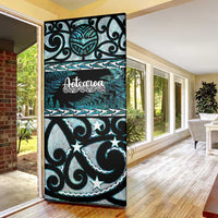 Kia Ora New Zealand Door Cover Aotearoa Proud Maori Paua Shell Silver Fern - Polynesian Pride
