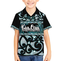 Kia Ora New Zealand Family Matching Tank Maxi Dress and Hawaiian Shirt Aotearoa Proud Maori Paua Shell Silver Fern - Polynesian Pride