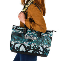 Kia Ora New Zealand Leather Tote Bag Aotearoa Proud Maori Paua Shell Silver Fern - Polynesian Pride