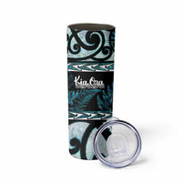 Kia Ora New Zealand Skinny Tumbler Aotearoa Proud Maori Paua Shell Silver Fern - Polynesian Pride